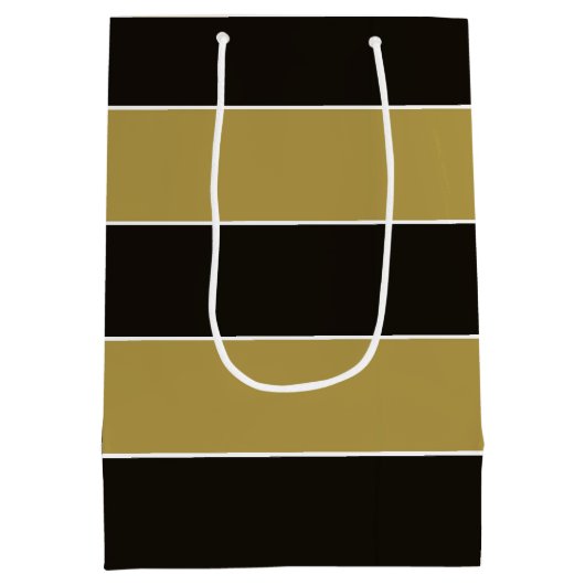 Zwarte, gouden en witte strepen medium cadeauzakje (Achterkant)