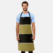 Zwarte, gouden en witte strepen schort (Gedragen)