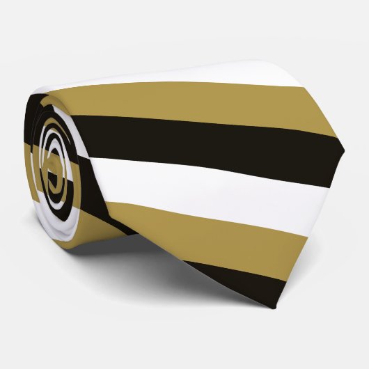 Zwarte, gouden en witte strepen stropdas (Opgerold)
