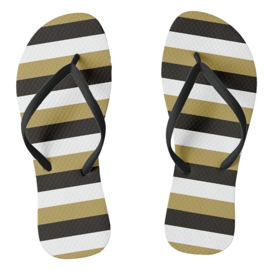 Zwarte, gouden en witte strepen teenslippers (Voetbed)