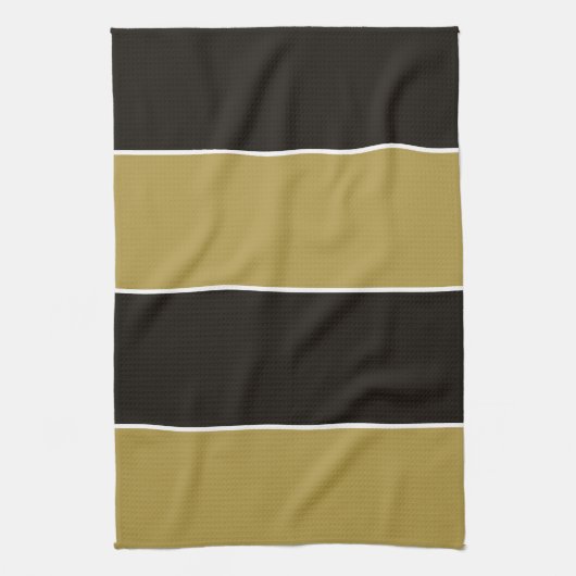 Zwarte, gouden en witte strepen theedoek (Verticaal)