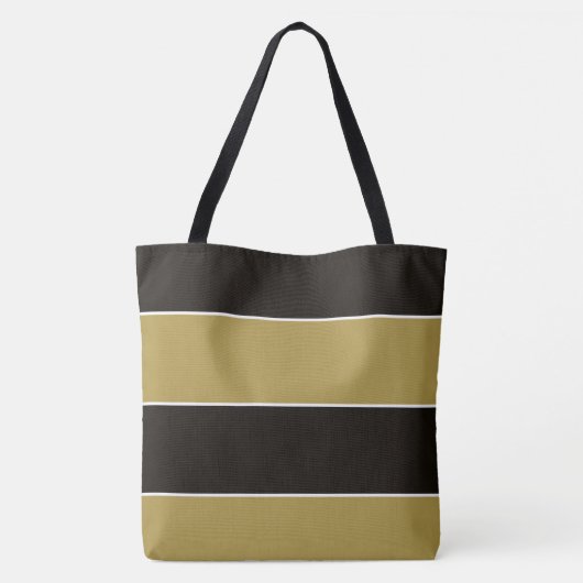 Zwarte, gouden en witte strepen tote bag (Achterkant)