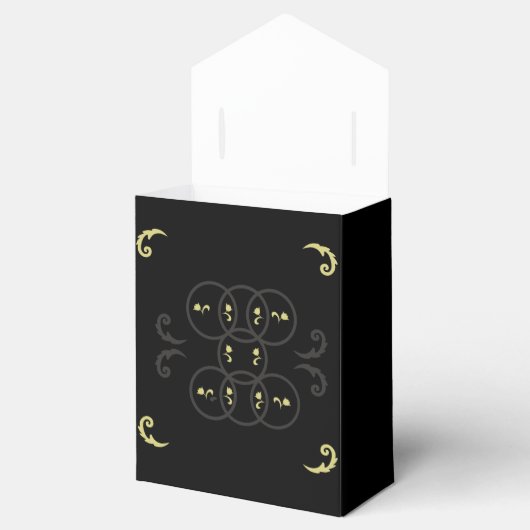 Zwarte gouden en zilvercirkels bedankdoosjes (Geopend)