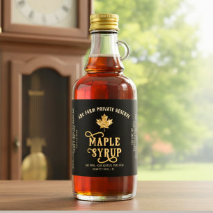 Zwarte & Gouden Esdoornsiroop Private Reserve Likeurfles Etiket