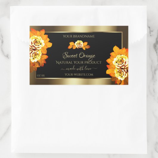 Zwarte gouden etiketten die Oranje Rozen opblazen (Tas)