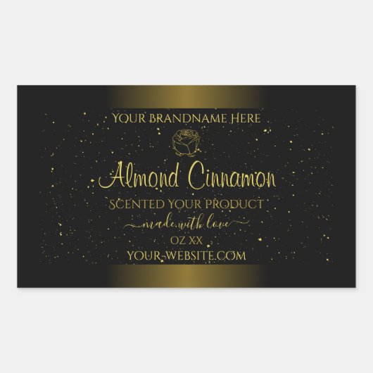 Zwarte gouden etiketten Glitter Sprinkles Floral (Voorkant)