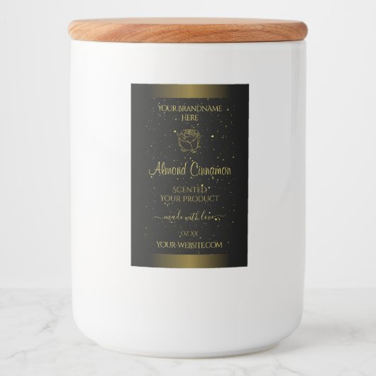 Zwarte gouden etiketten Glitter Sprinkles Floral (Voorkant)