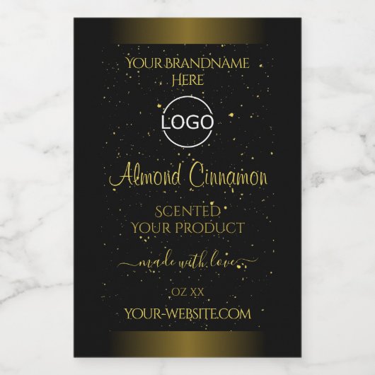 Zwarte gouden etiketten Glitter Sprinkles Logo (Enkel label)