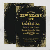 Zwarte gouden feestdag in het nieuwjaar kaart (Voorkant / Achterkant)