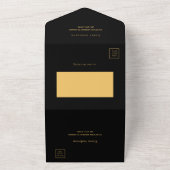 Zwarte gouden feestdag RSVP All In One Uitnodiging (Buitenkant)