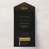 Zwarte gouden feestdag RSVP All In One Uitnodiging (Binnen)