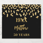 Zwarte gouden feestdagen jaren likeurfles etiket (Enkel label)