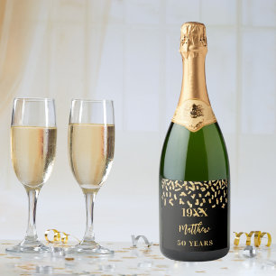 Zwarte gouden feestdagen jaren sparkling wijnetiket