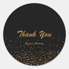 Zwarte & Gouden Fijne Glitter Chic Feest Favor Sti Ronde Sticker