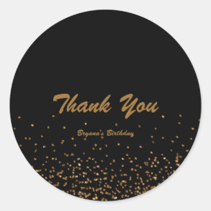 Zwarte & Gouden Fijne Glitter Chic Feest Favor Sti Ronde Sticker