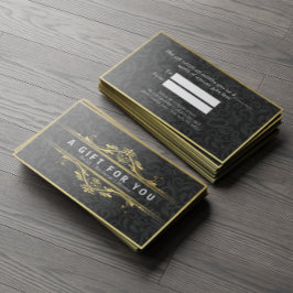 Zwarte & gouden Floral Damask Linen Gift Certifica Kortingskaartje