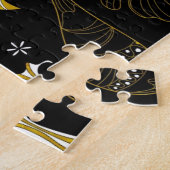 zwarte gouden florale achtergrond legpuzzel (Zijkant)