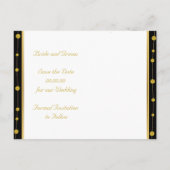 Zwarte gouden folie kralen moderne bruiloft Opslaa Aankondigingskaart (Achterkant)