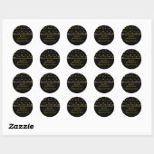 Zwarte gouden folie kralen moderne bruiloft Opslaa Ronde Sticker (Vel)