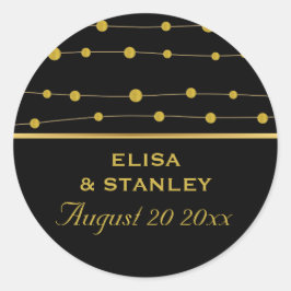 Zwarte gouden folie kralen moderne bruiloft Opslaa Ronde Sticker