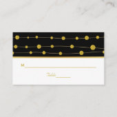 Zwarte, gouden folie kralen moderne bruiloft plaatskaartje (Achterkant)