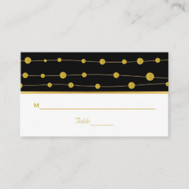 Zwarte, gouden folie kralen moderne bruiloft plaatskaartje
