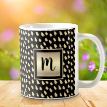 Zwarte gouden folie monogram schriftstippen modern
