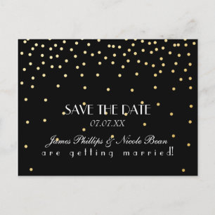 Zwarte & gouden folie stippen save the date kaart