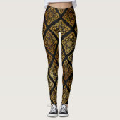 zwarte gouden foliepatronen leggings (Voorkant)