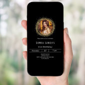 Zwarte gouden foto glitter verjaardag kaart