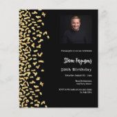 Zwarte gouden foto uitnodiging voor verjaardag (Voorkant)