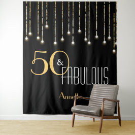 Zwarte gouden fotohokje-achtergrond voor verjaarda wandkleed