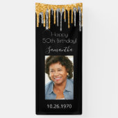 Zwarte gouden foto's van Birthday Spandoek (Verticaal)