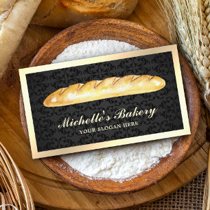 Zwarte Gouden Franse Brood Baguette Bakkerij Visitekaartje