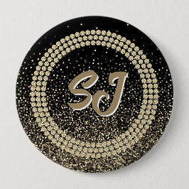 Zwarte & Gouden Galapageant Knop Luxe Monogram Ronde Button 4,0 Cm