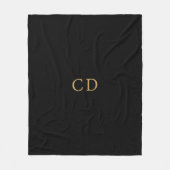 Zwarte gouden gemerkte initialen luxe fleece deken (Voorkant)