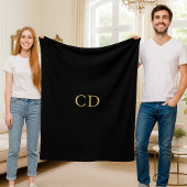 Zwarte gouden gemerkte initialen luxe fleece deken
