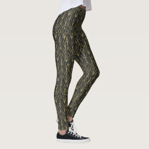 Zwarte gouden geometrische art deco vintage patroo leggings