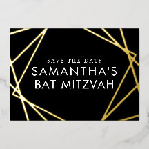 Zwarte Gouden Geometrische Bat Mitzvah Save the Da
