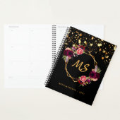 Zwarte gouden geometrische bruine monogram 2022 planner (Display)