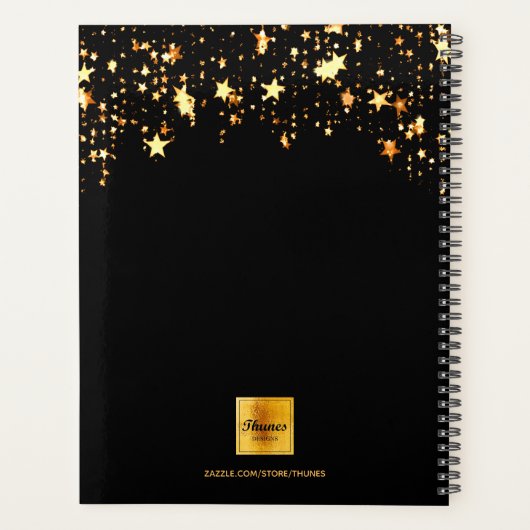 Zwarte gouden geometrische bruine monogram 2022 planner (Achterkant)