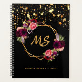 Zwarte gouden geometrische bruine monogram 2022 planner (Voorkant)