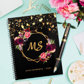 Zwarte gouden geometrische bruine monogram 2022 planner