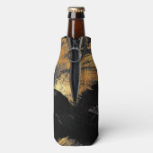 Zwarte gouden gepersonaliseerde monogram flesjeskoeler (Fles Achterkant)