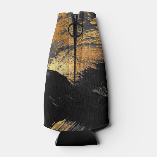 Zwarte gouden gepersonaliseerde monogram flesjeskoeler (Achterkant)