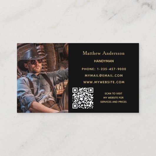 Zwarte gouden gereedschappen voor thuisreparatie f visitekaartje (Achterkant)