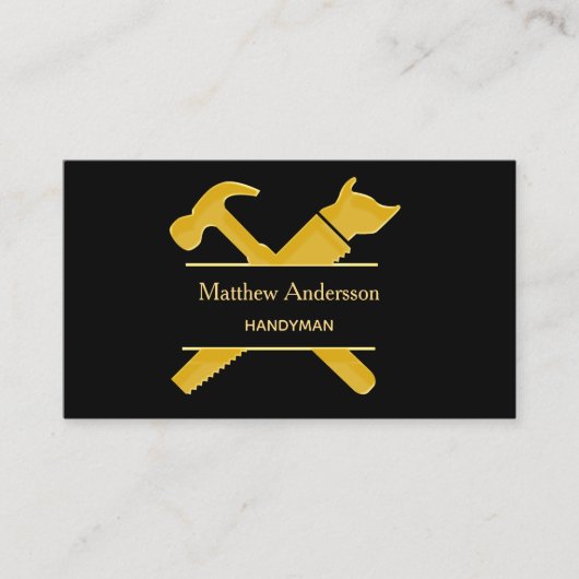 Zwarte gouden gereedschappen voor thuisreparatie f visitekaartje (Voorkant)