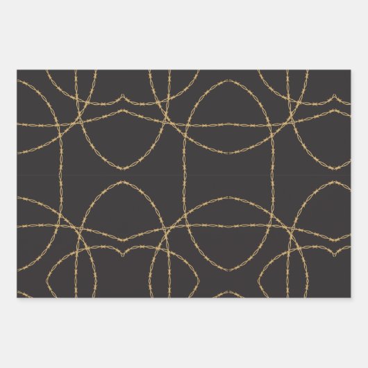 Zwarte Gouden Gestileerde Luxe  Inpakpapier Vel (Voorkant)