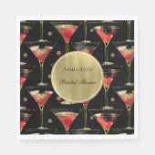 Zwarte Gouden Glam Drinks Bruidsfeest Servet (Voorkant)