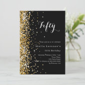 Zwarte gouden glinster elegante luxe verjaardag kaart (Staand voorkant)
